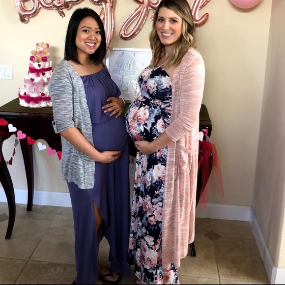 Dresses & Skirts - Baby Shower Navy Floral Tube Maxi Dress